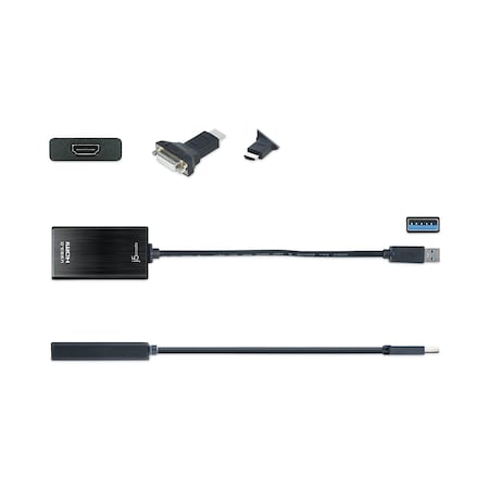 J5Create USB to HDMI/DVI Adapter, 7.87", Black JUA350A